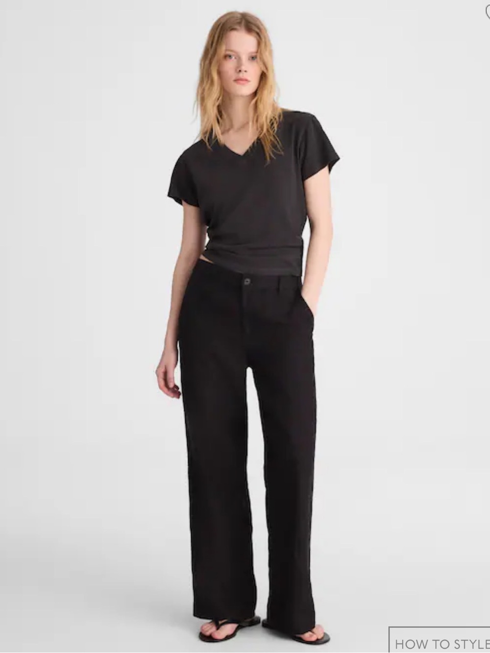Madewell The Zoe Relaxed Straight Pant in 100% Linen - Jet Black